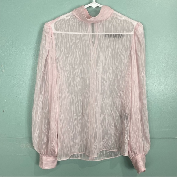 House of Harlow 1960 X Revolve Elise Blouse Sz M Sheer Pink Fairy - Picture 5 of 13